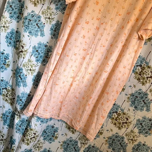 Peachy orange floral maxi nightgown with button front - Picture 2 of 8